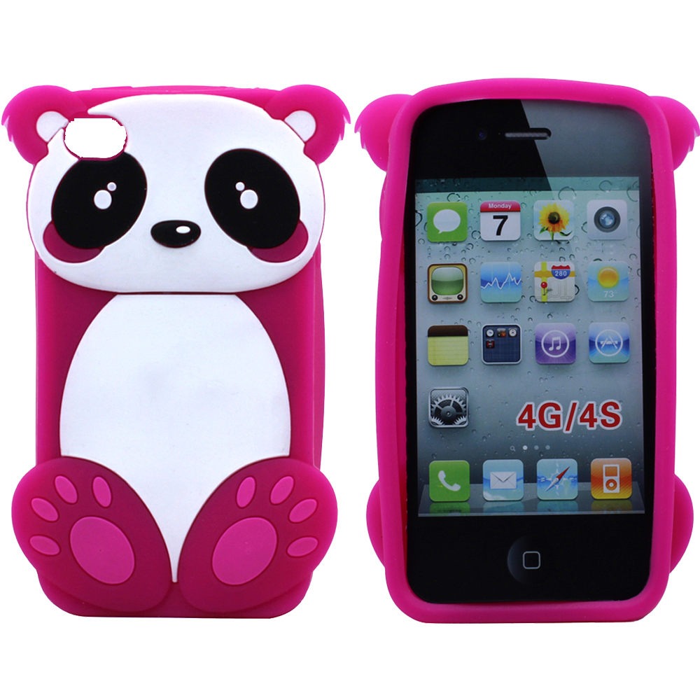 Wholesale iPhone 4 4S 3D Panda Bear Case Hot Pink